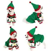 Jovivi Christmas Elf Dog Cat Costume with Hat